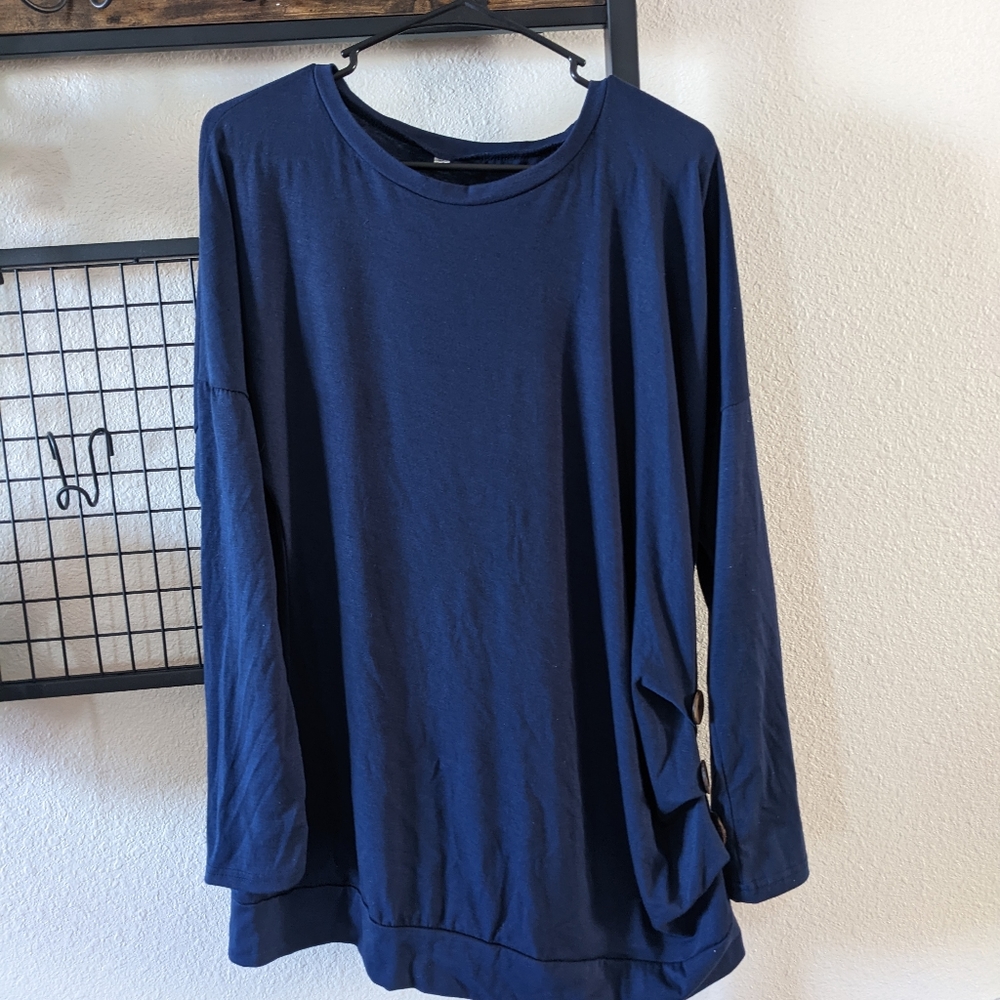 Dark Blue Tunic with Button Detail XL